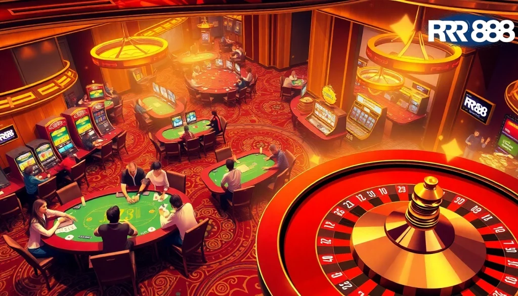 Enjoy the excitement of RR88 casino with lively games, poker tables, and vibrant slot machines.